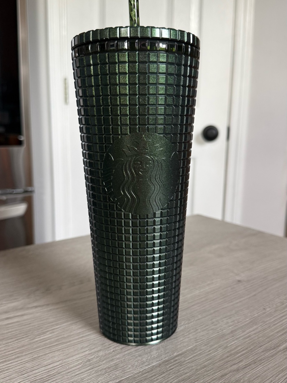 Starbucks Metallic Dark Green Studded Tumbler with Straw
